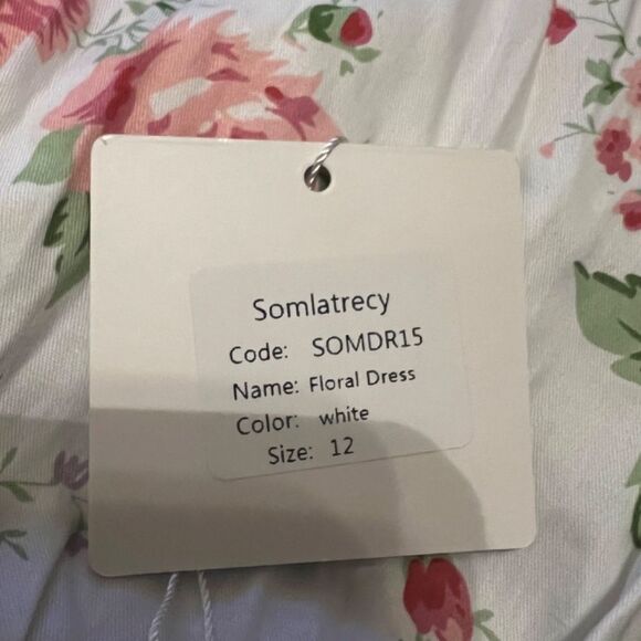 Somlatrecy Girls Floral Party Open Back Lace Up Dress: NWT SZ12(11-12years) Cute - Picture 9 of 10